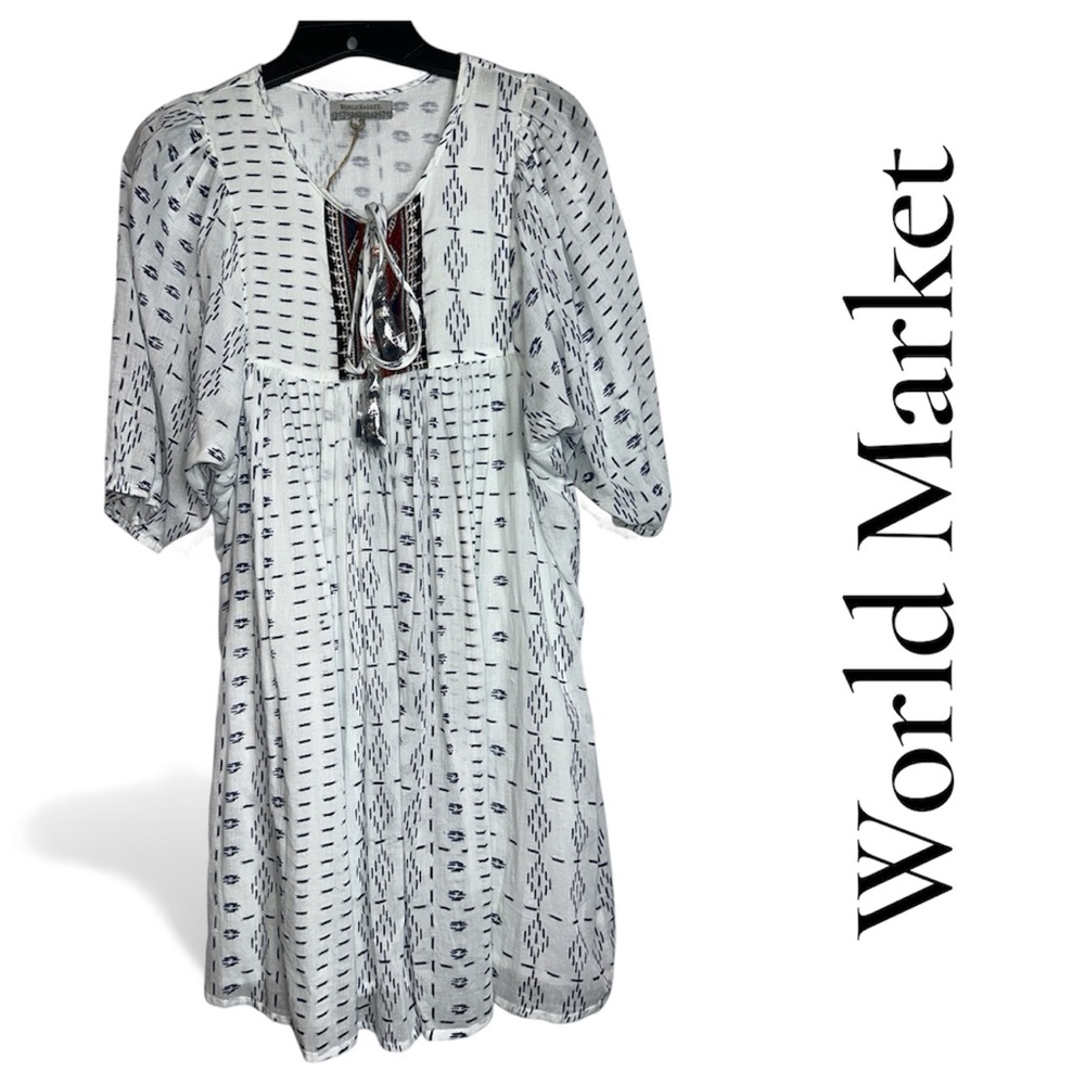 World Market Blue and White Della Tunic